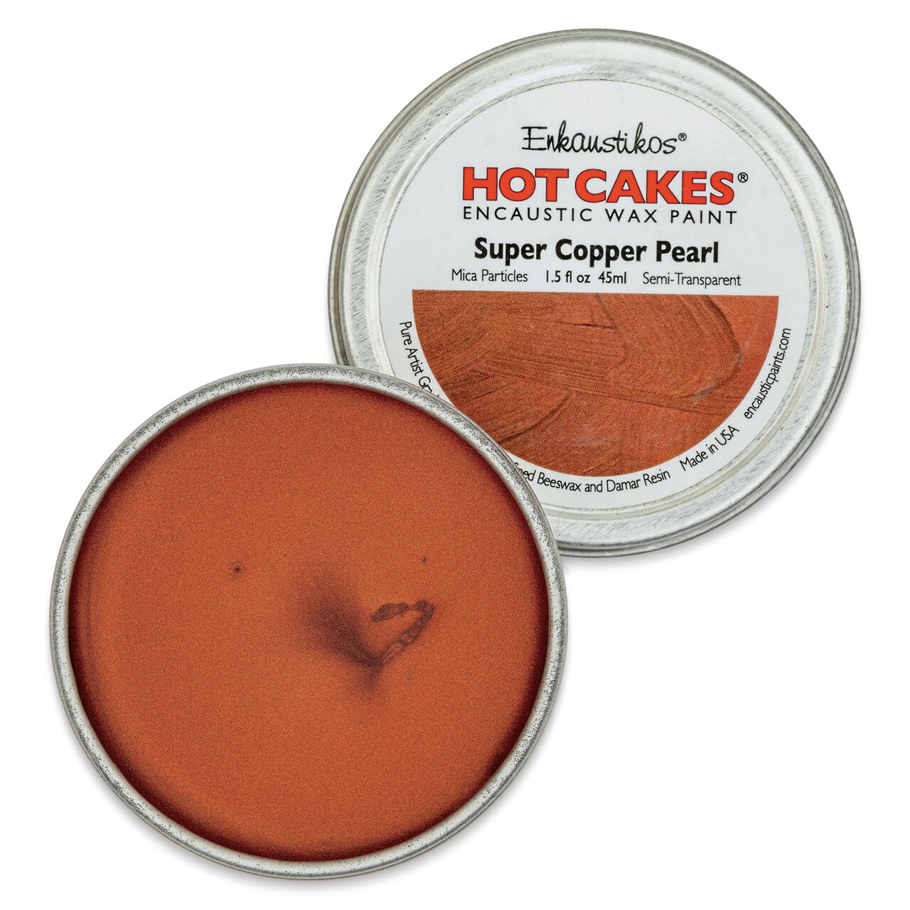Enkaustikos Hot Cakes Encaustic Paint - Super Copper Pearl, 45 ml tin